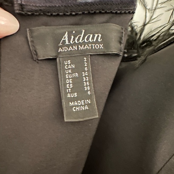 Aidan by Aidan Mattox Strapless Feather Trim Gown - Picture 5 of 8